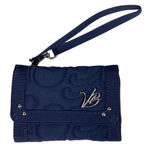 Vera Bradley Handbags - Vera Bradley Navy Quilted Flap Trifold Wallet Wristlet